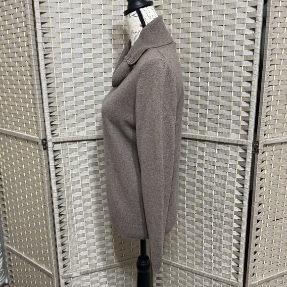 Vintage Charter Club 2-ply 100% Cashmere Sweater Women’s M Tan Button Cowl Neck - Picture 2 of 9